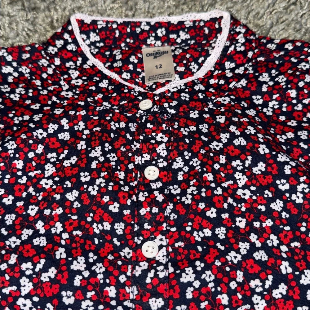 OshKosh B'gosh Red Floral Button-Front Girls' Tunic (12) NWT